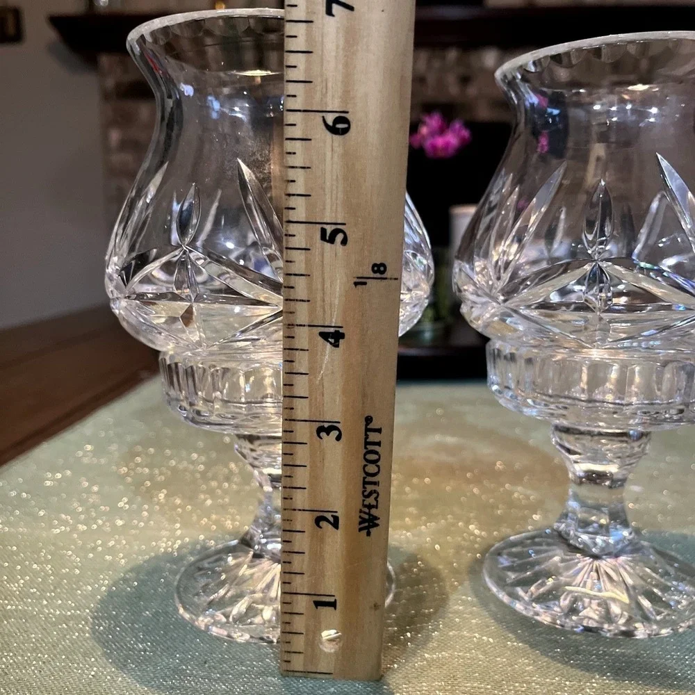 Made In Poland Julia 24% Hand Cut Lead Crystal Hurricane Candle~Set Of 2*